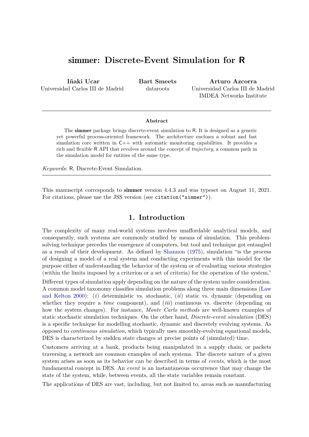 Discrete-Event Simulation for R