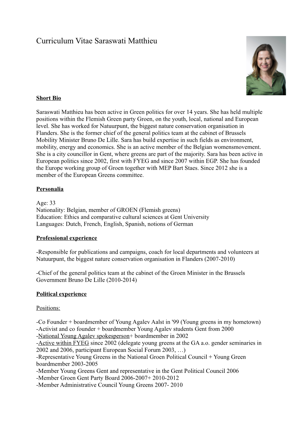 Curriculum Vitae Saraswati Matthieu