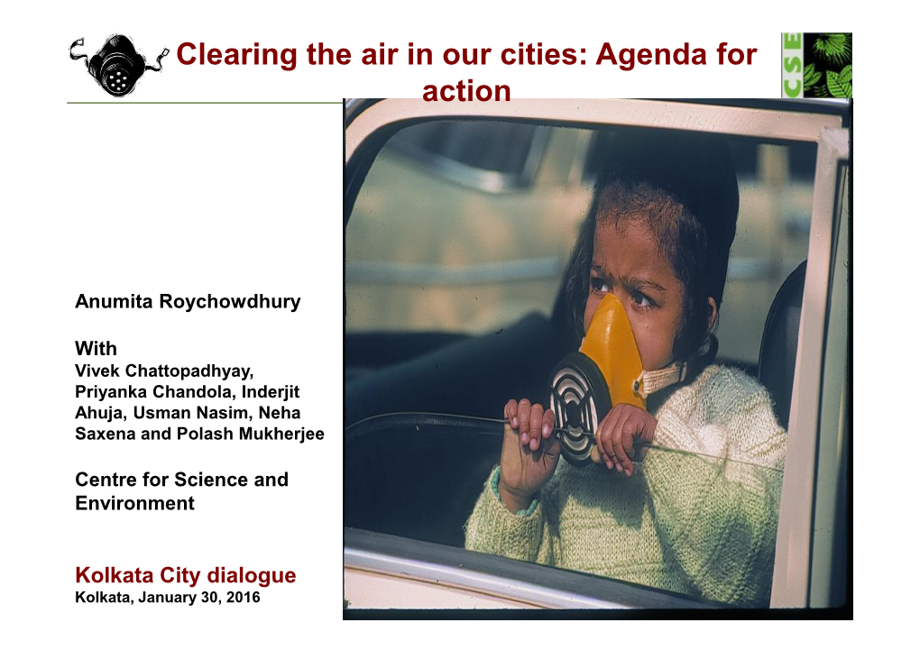 Clearing the Air in Our Cities: Agenda for Action