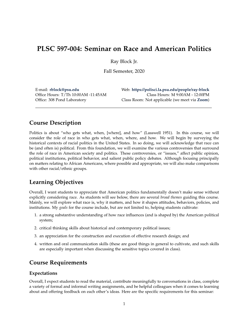 Seminar on Race and American Politics