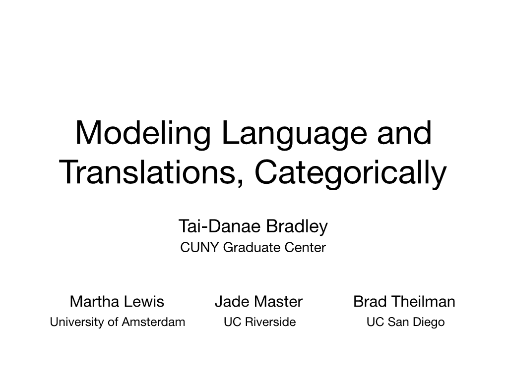 Modeling Language and Translations, Categorically