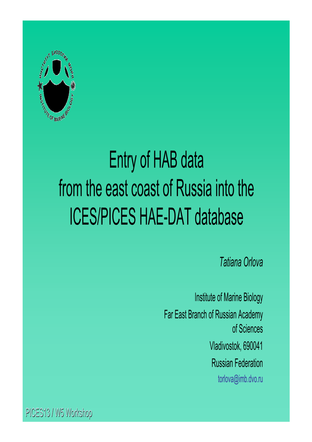 Russia Into the ICES/PICES HAE-DAT Database