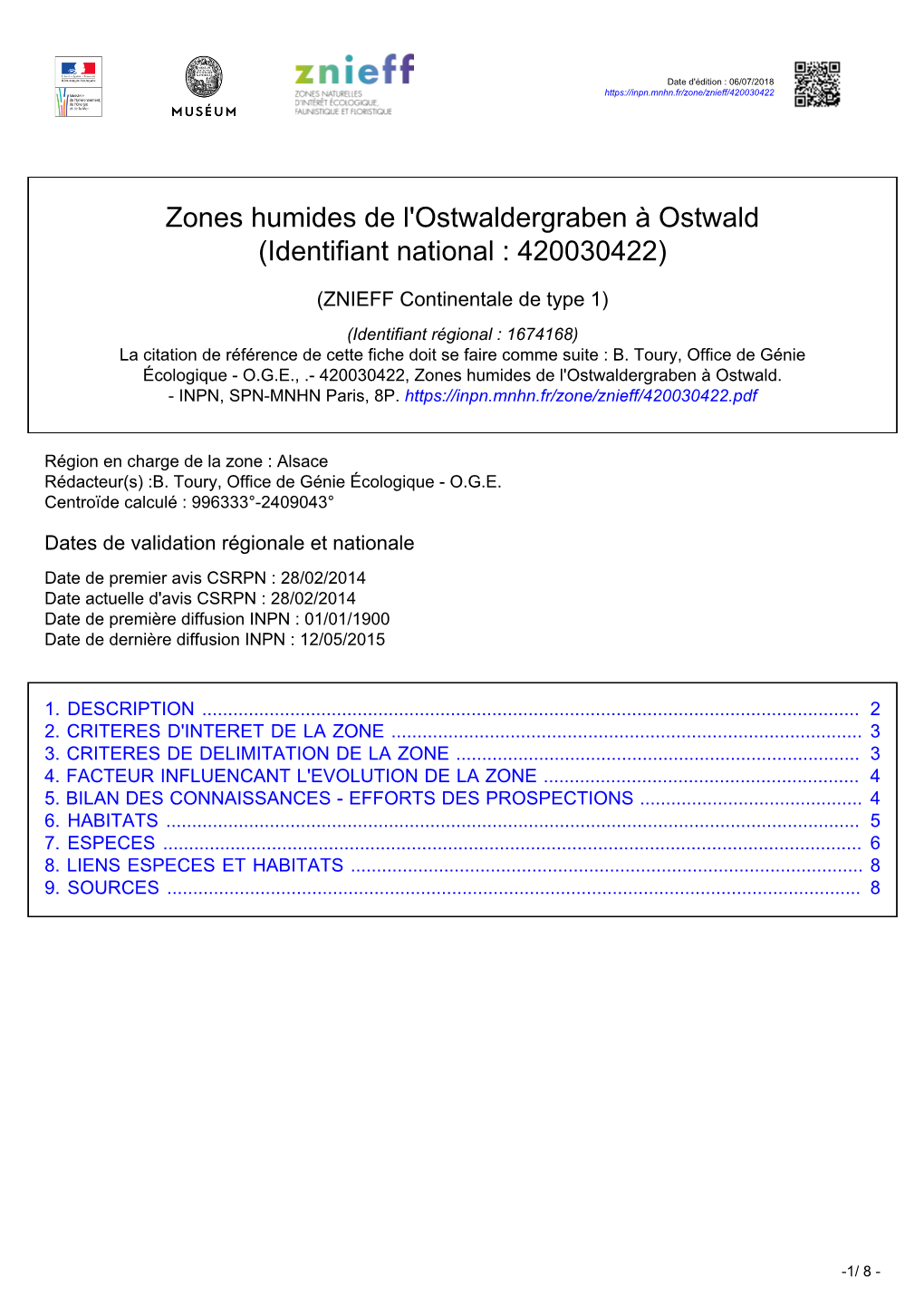Zones Humides De L'ostwaldergraben À Ostwald (Identifiant National : 420030422)