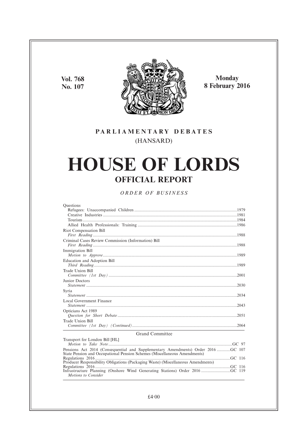 House of Lords Official Report