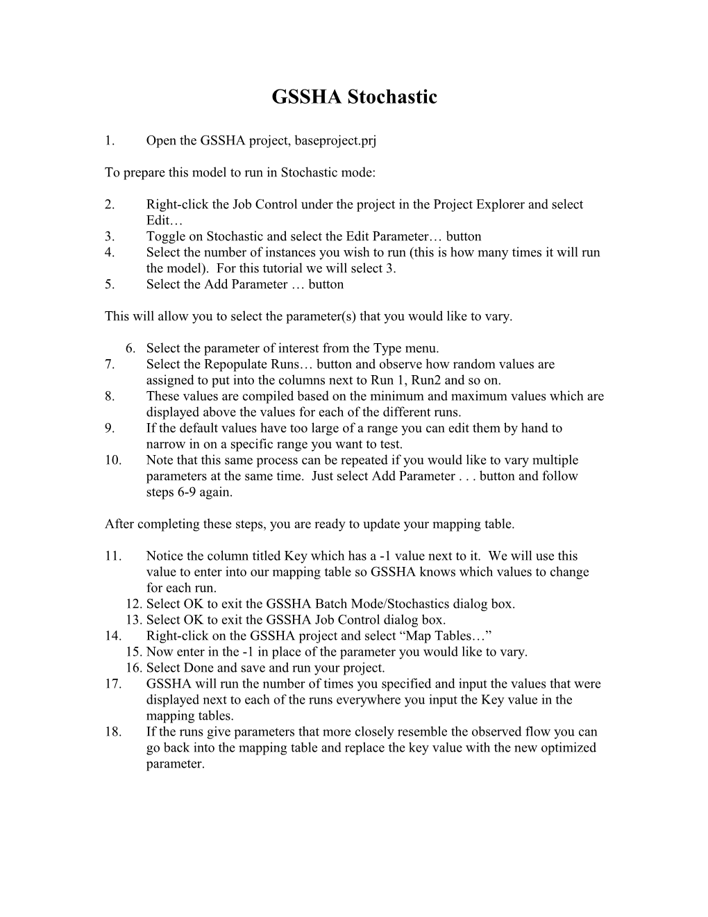 GSSHA Multiple Scenarios