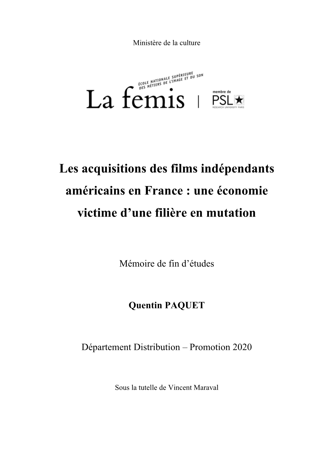 Les Acquisitions Des Films Indépendants Américains En France : Une Économie Victime D'une Filière En Mutation