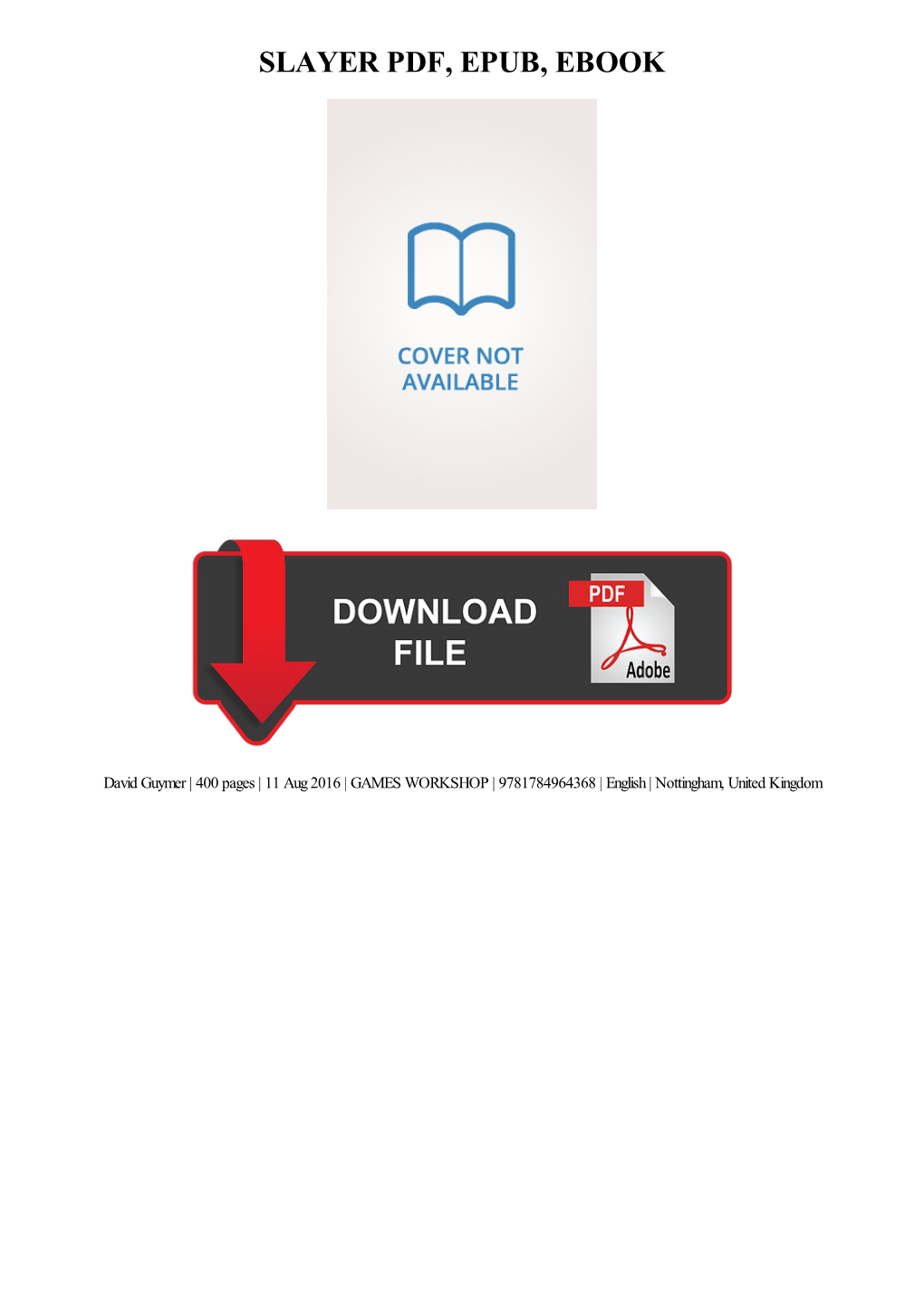 PDF Download Slayer Ebook, Epub