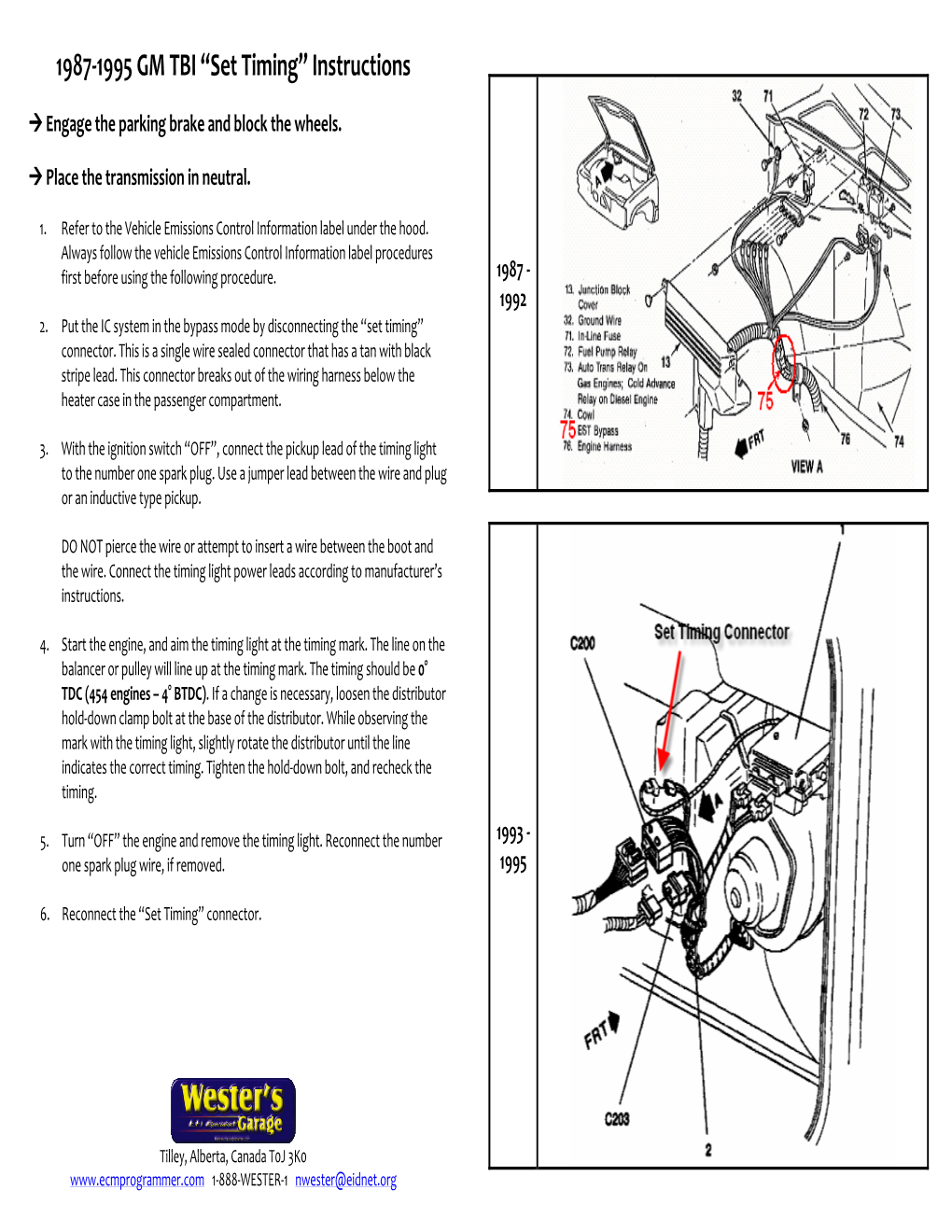 1987-1995 GM TBI “Set Timing” Instructions