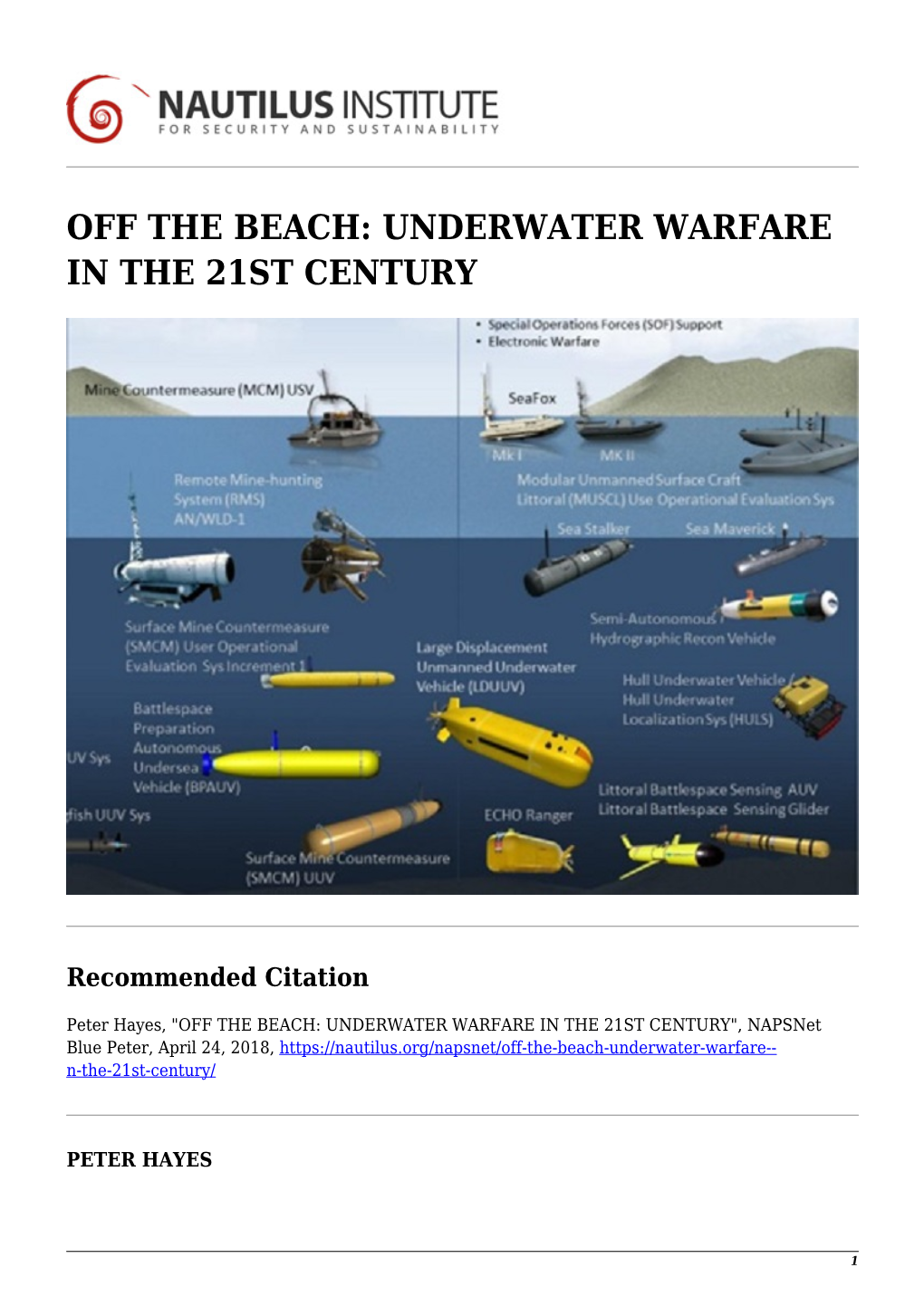 Off the Beach: Underwater Warfare in the 21St Century