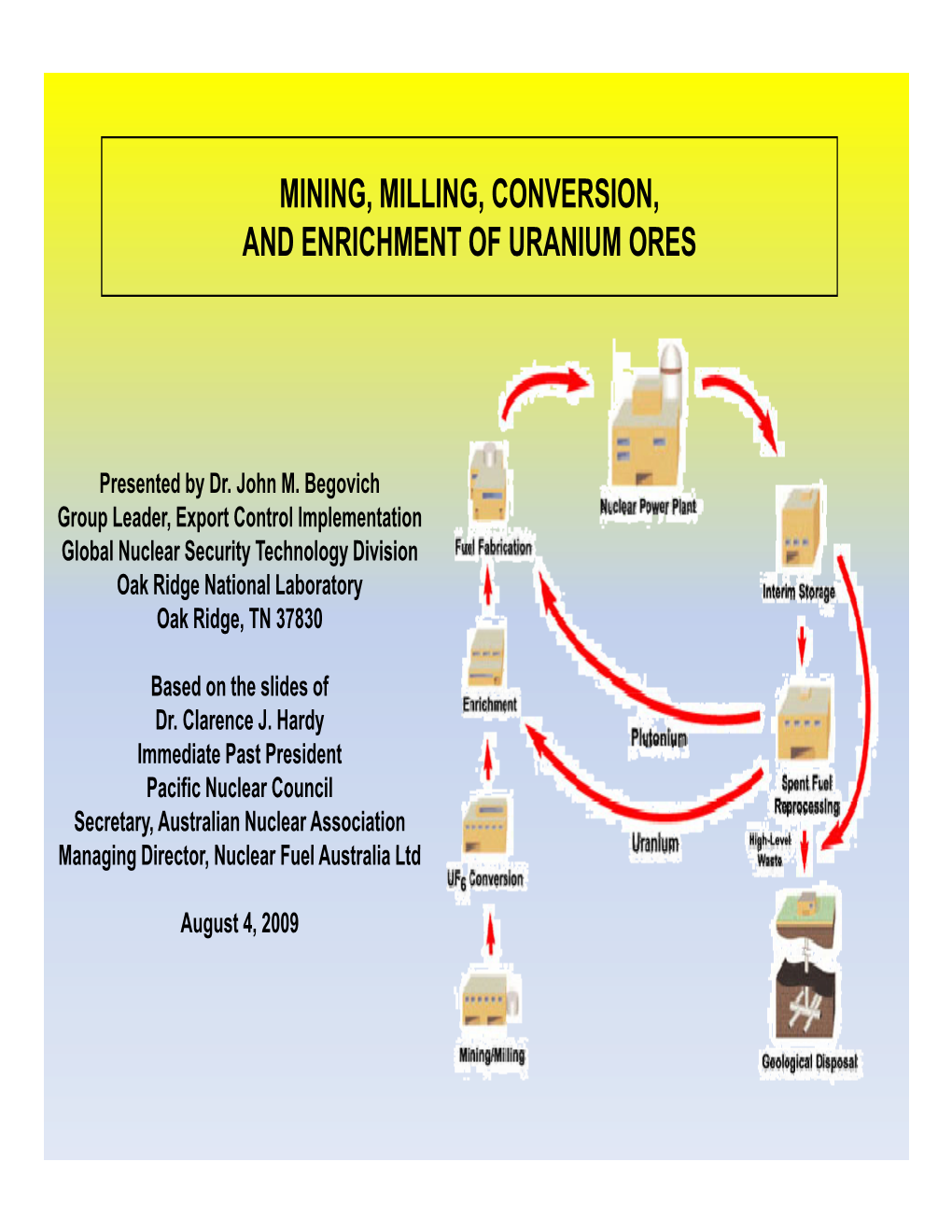 Mining, Milling, Conversion, and Enrichment of Uranium Ores