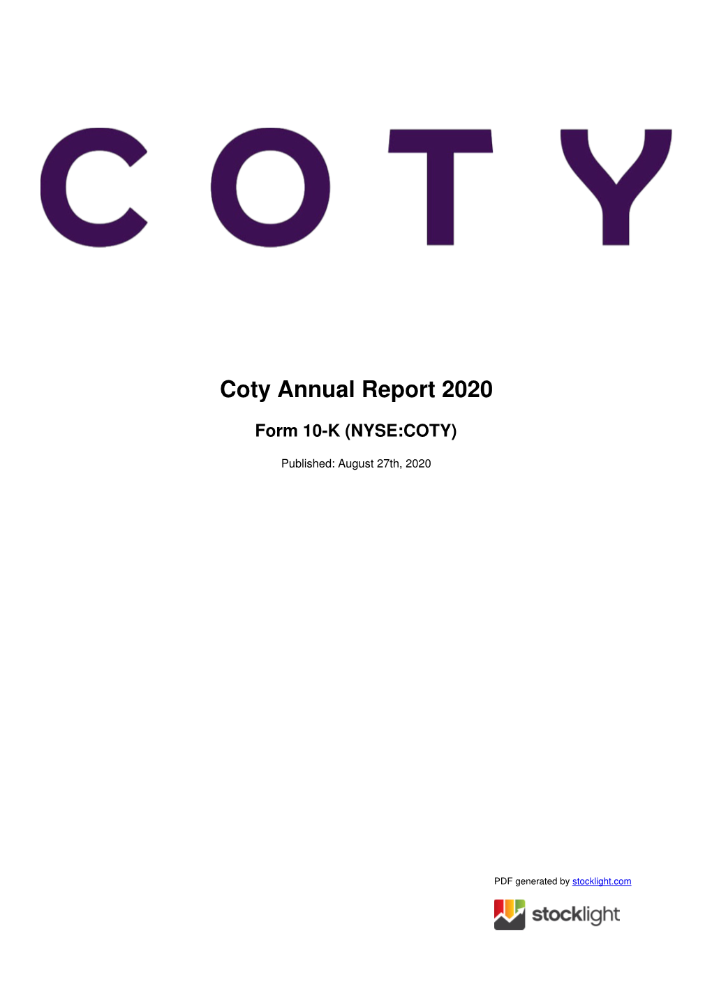 Coty Annual Report 2020