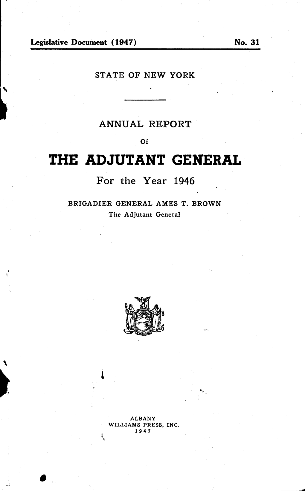 THE ADJUTANT GENERAL for the Year 1946