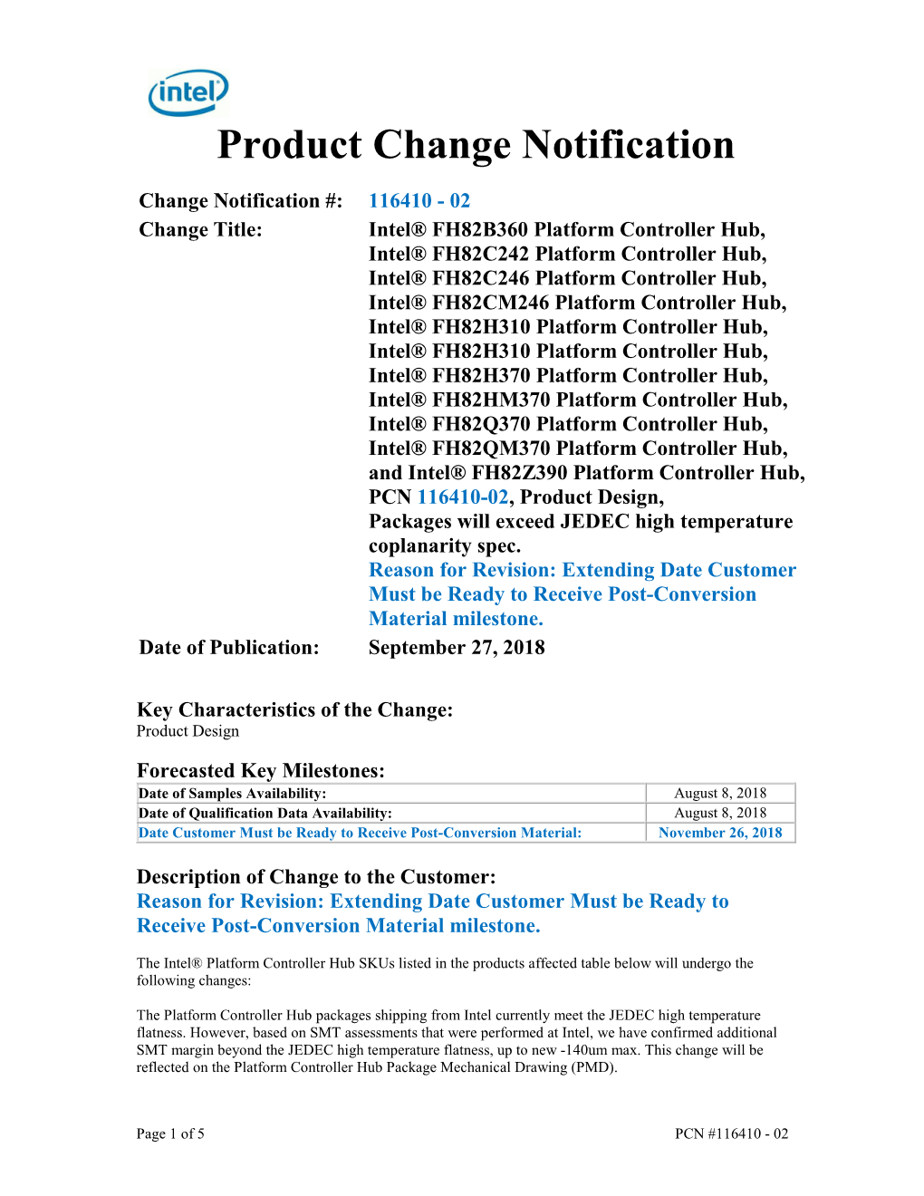Product Change Notification 116410 - 02