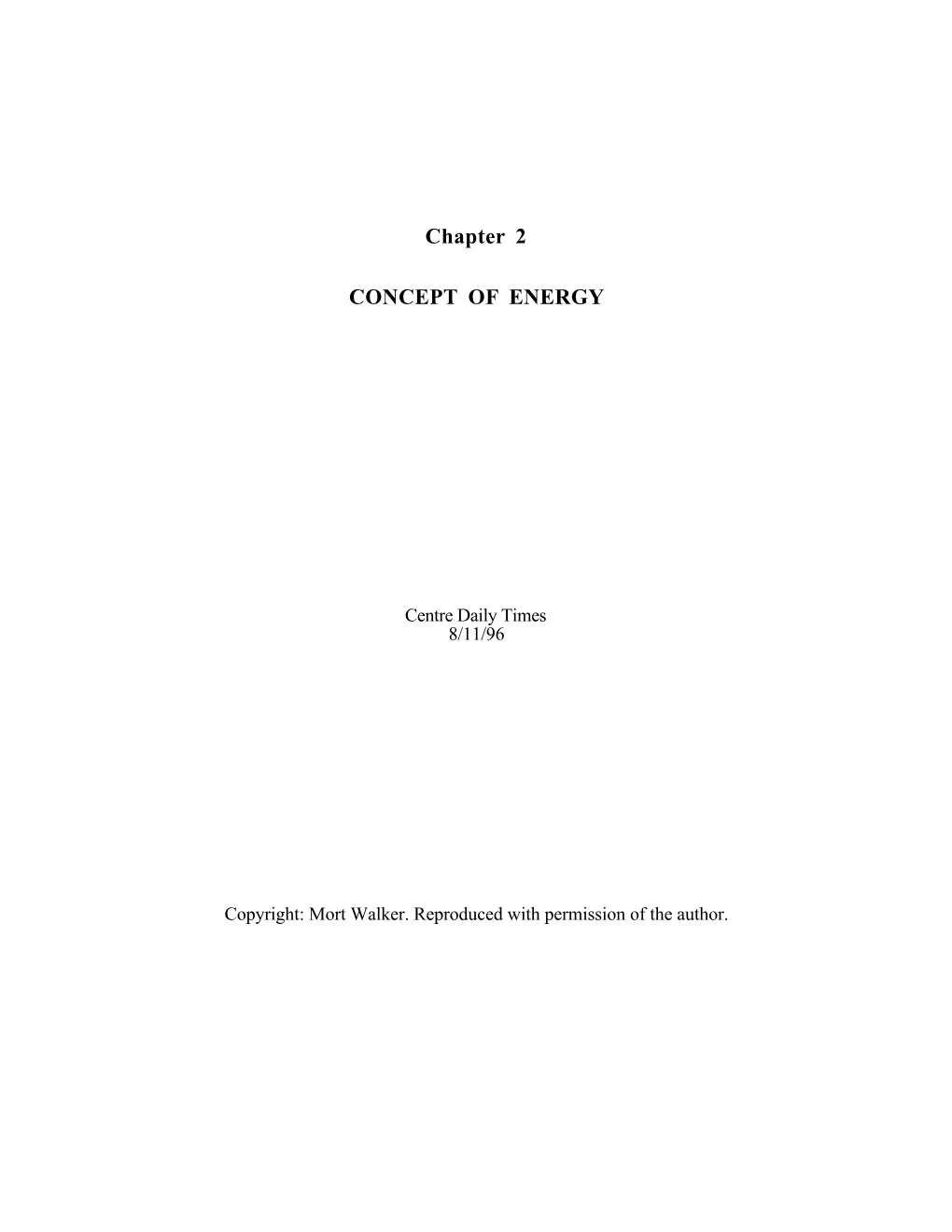 Chapter 2 CONCEPT of ENERGY