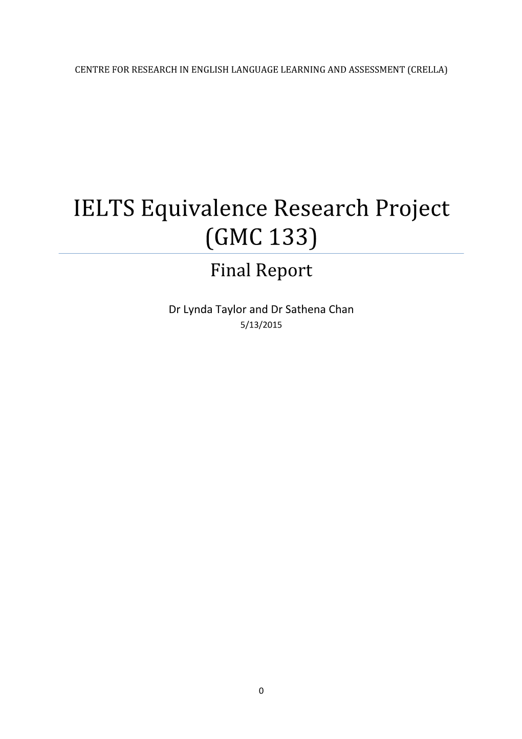 IELTS Equivalence Research Project (GMC 133) Final Report