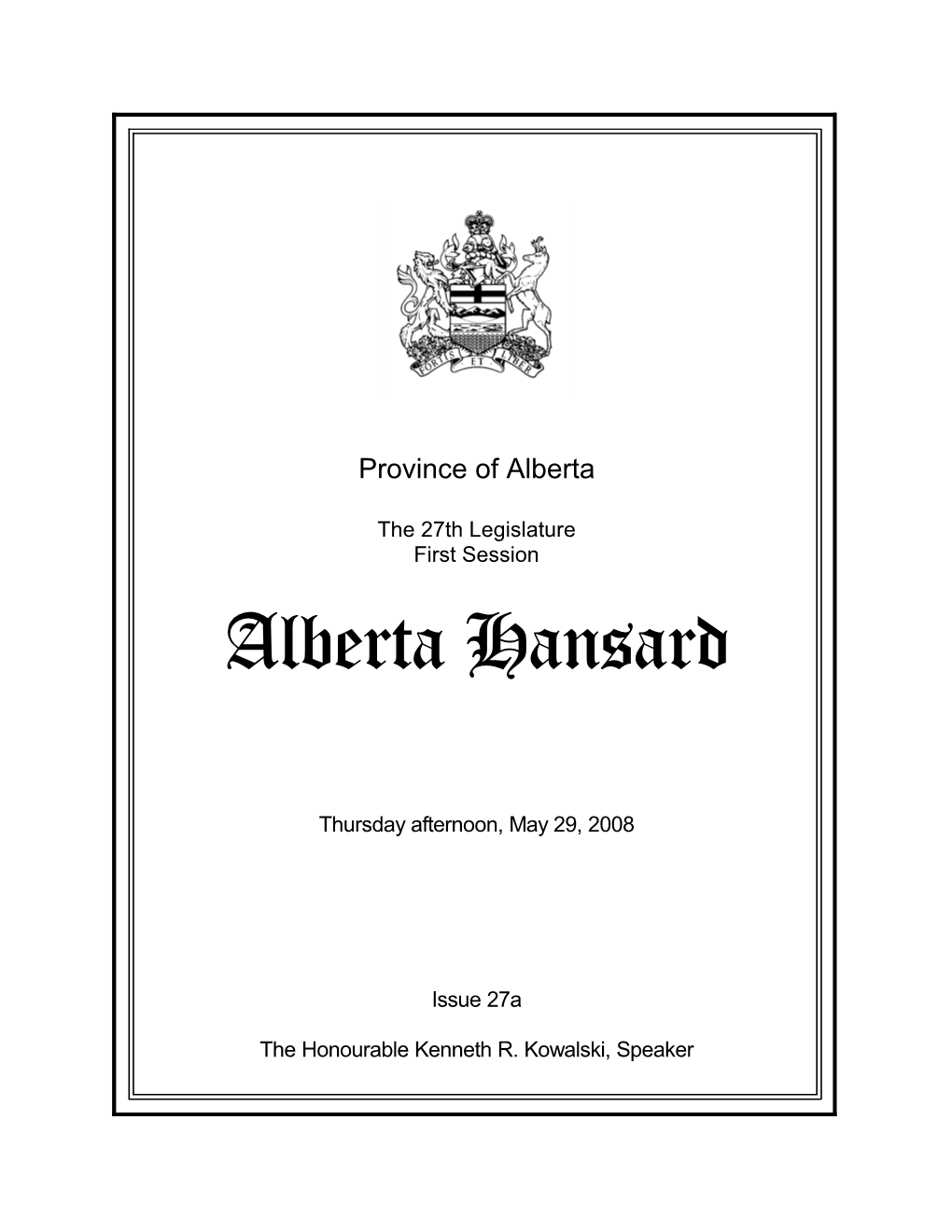 Alberta Hansard