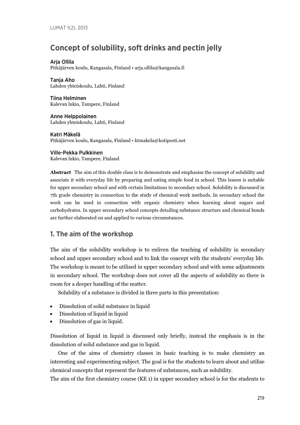 Concept of Solubility, Soft Drinks and Pectin Jelly