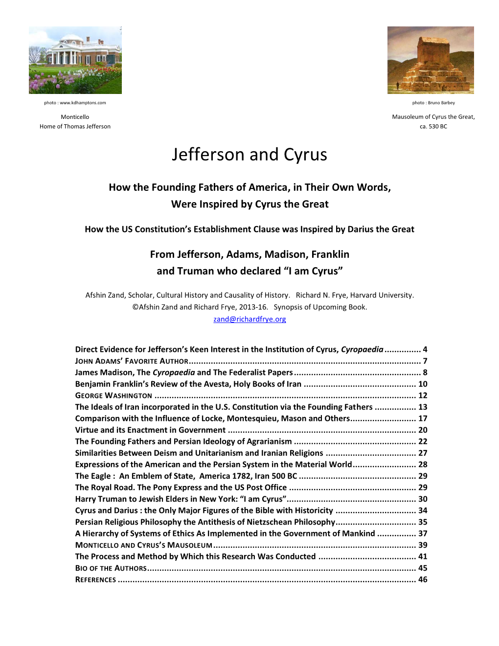 Thomas Jefferson and Cyrus the Great, in Which This Subject Is Articulated in Greater Depth and Breadth