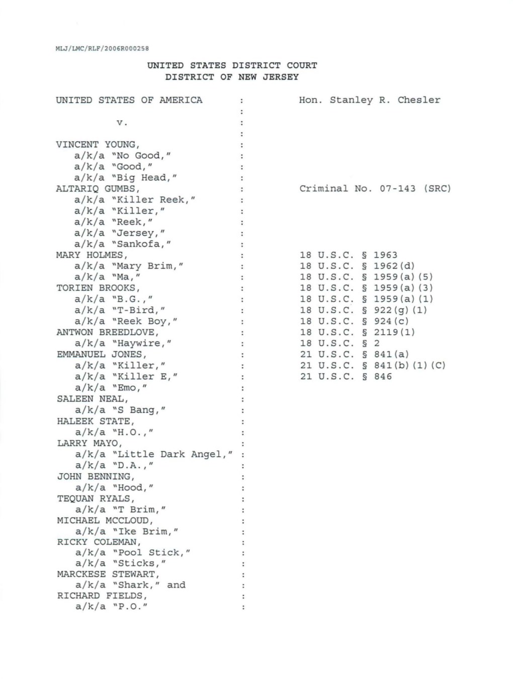 Young Et. Al. Indictment