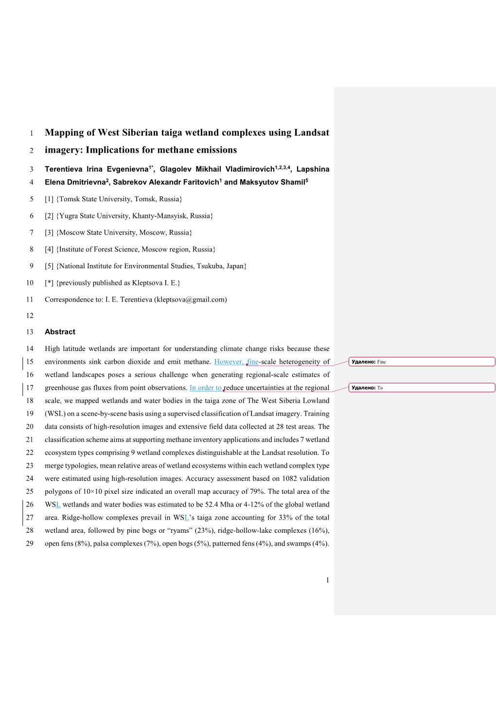 Wetland Mapping of West Siberian Taiga Zone Using