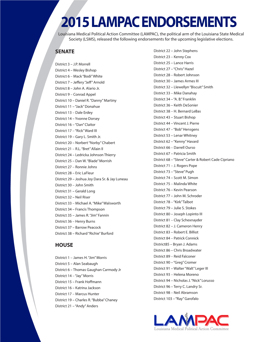 2015 Lampac Endorsements