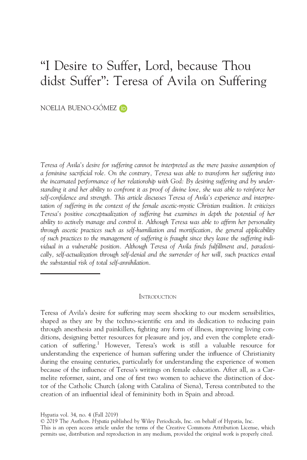 Teresa of Avila on Suffering