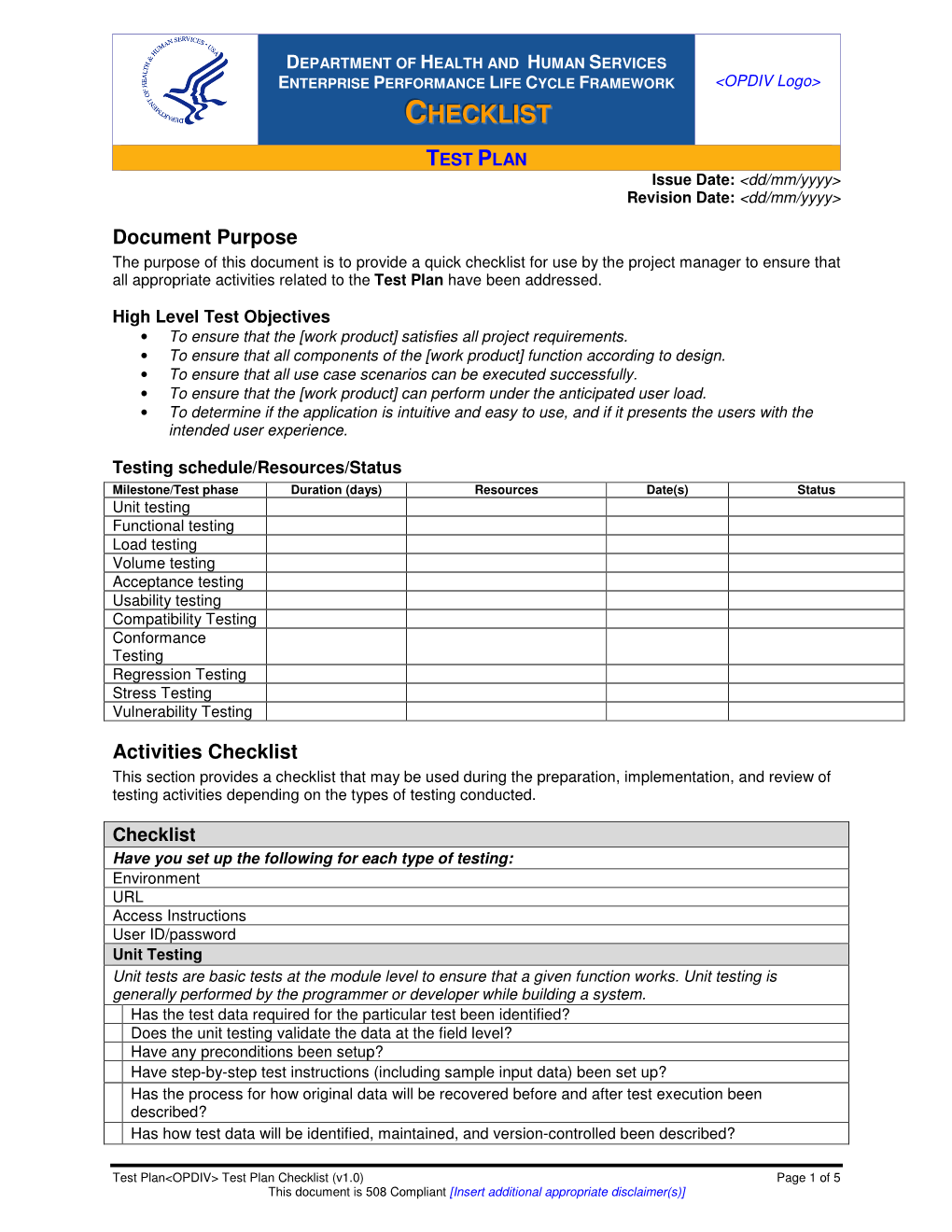 PDF: Test Plan Checklist