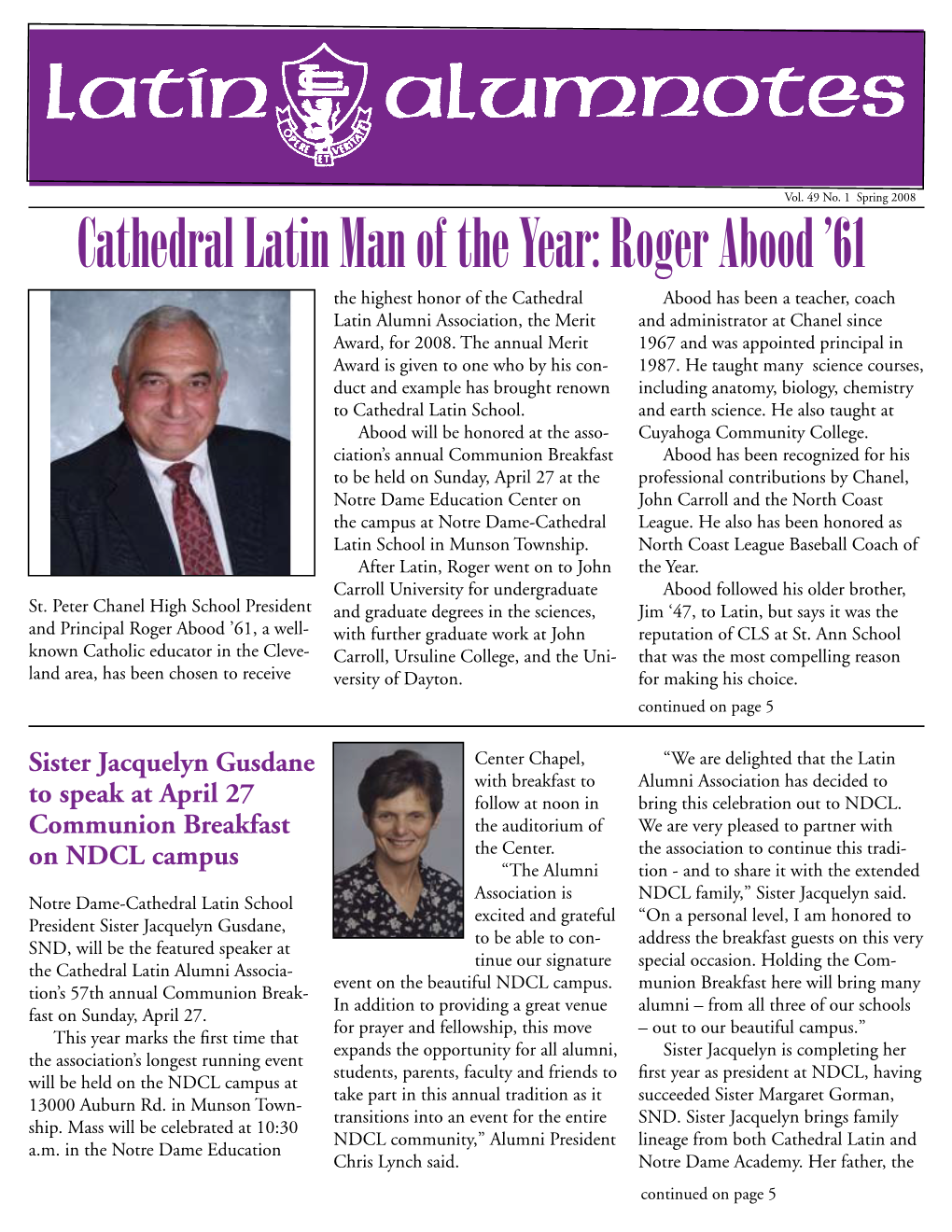 Cathedral Latin Man of the Year: Roger Abood