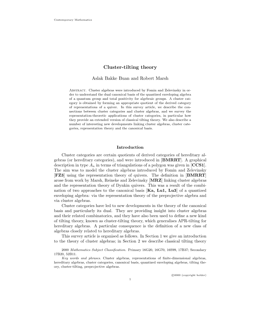 Cluster-Tilting Theory