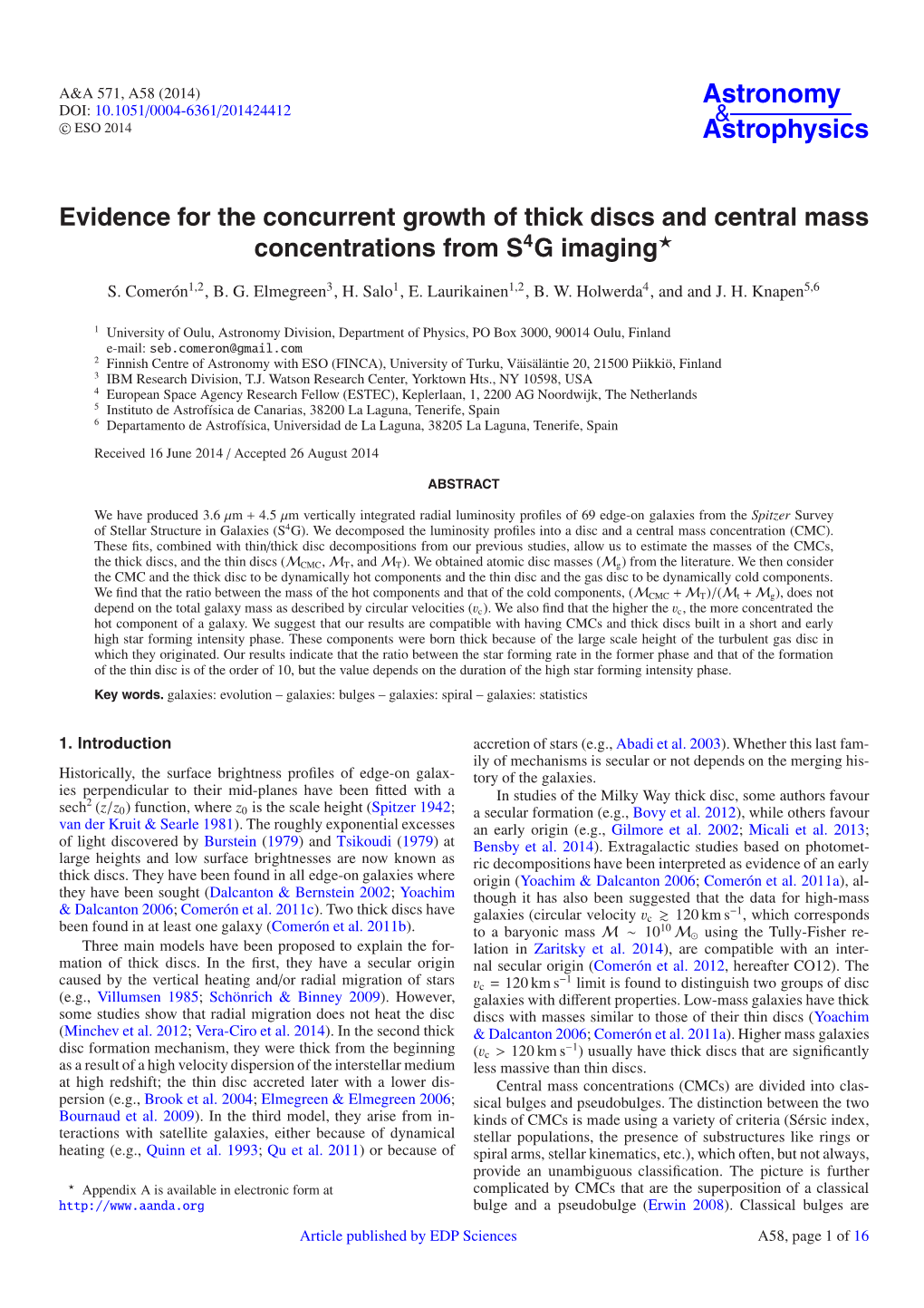 Evidence for the Concurrent Growth of Thick Discs and Central Mass Concentrations from S4G Imaging⋆