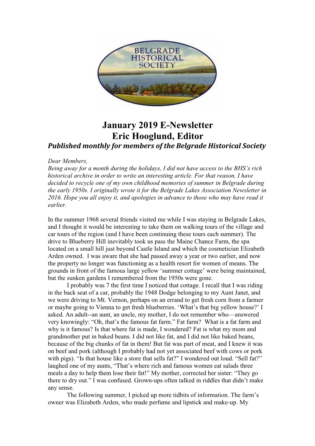 January Newsletter – 2019