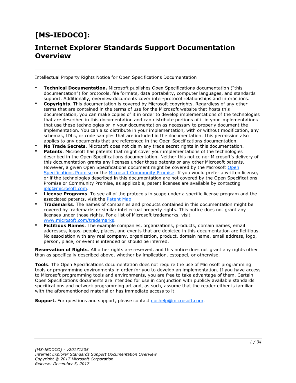 MS-IEDOCO]: Internet Explorer Standards Support Documentation Overview