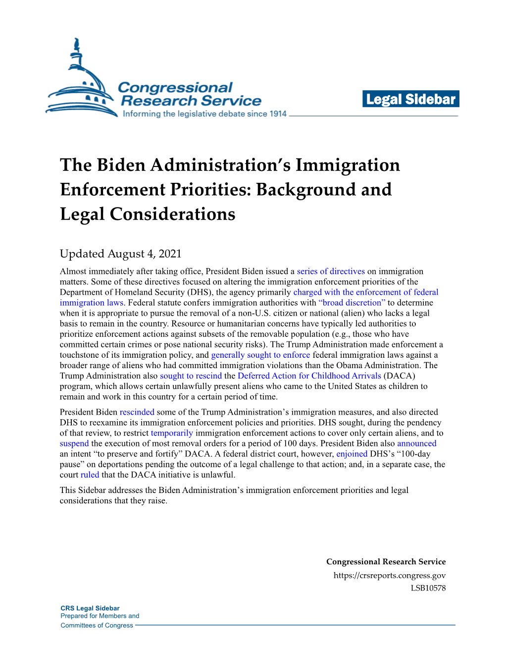 The Biden Administration's Immigration Enforcement Priorities