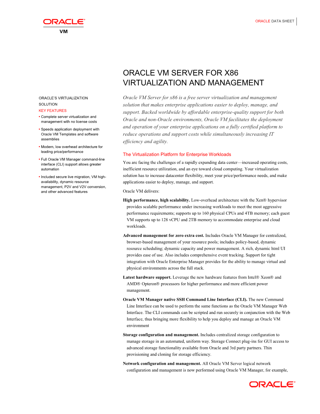 Oracle Vm Server for X86 Virtualization and Management