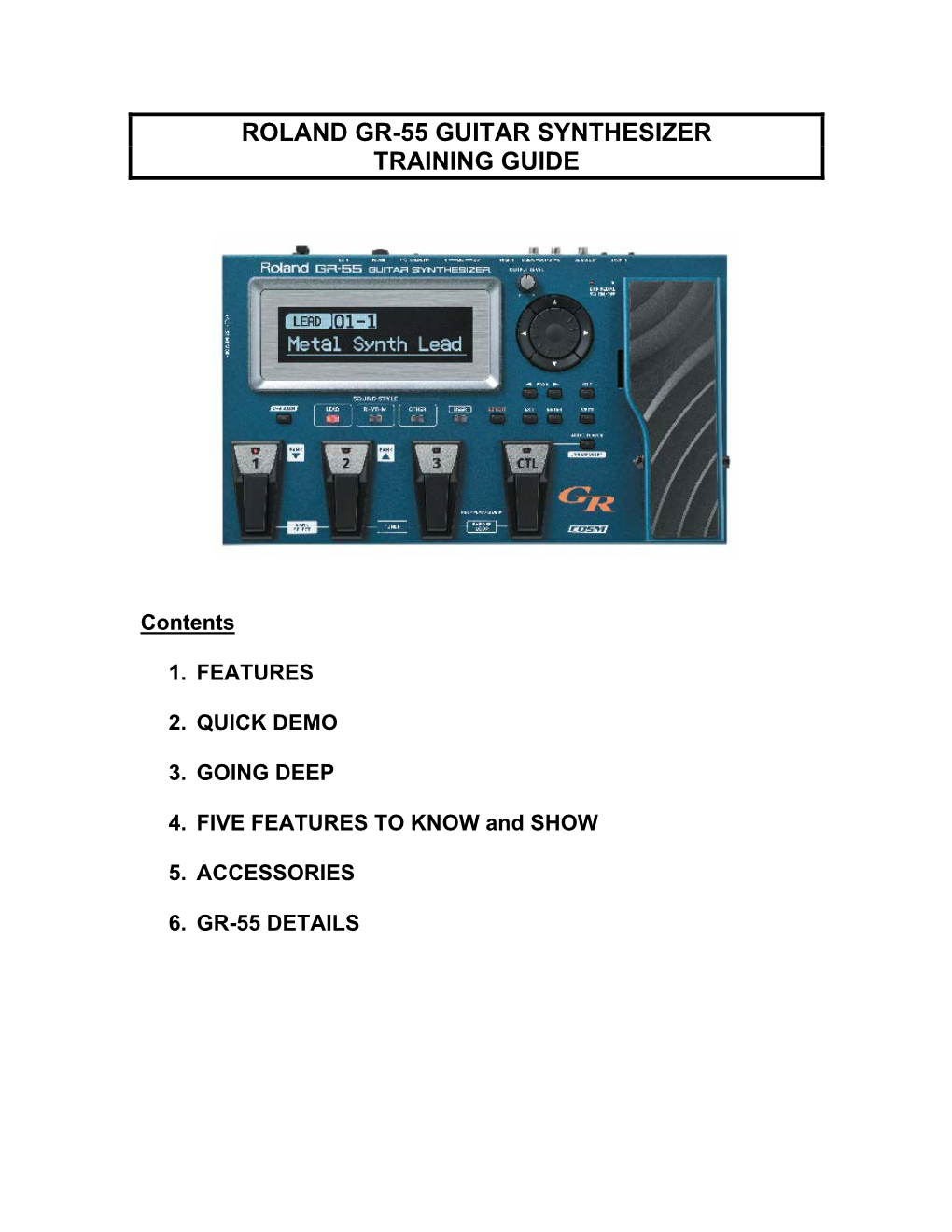 Roland Gr-55 Guitar Synthesizer Training Guide