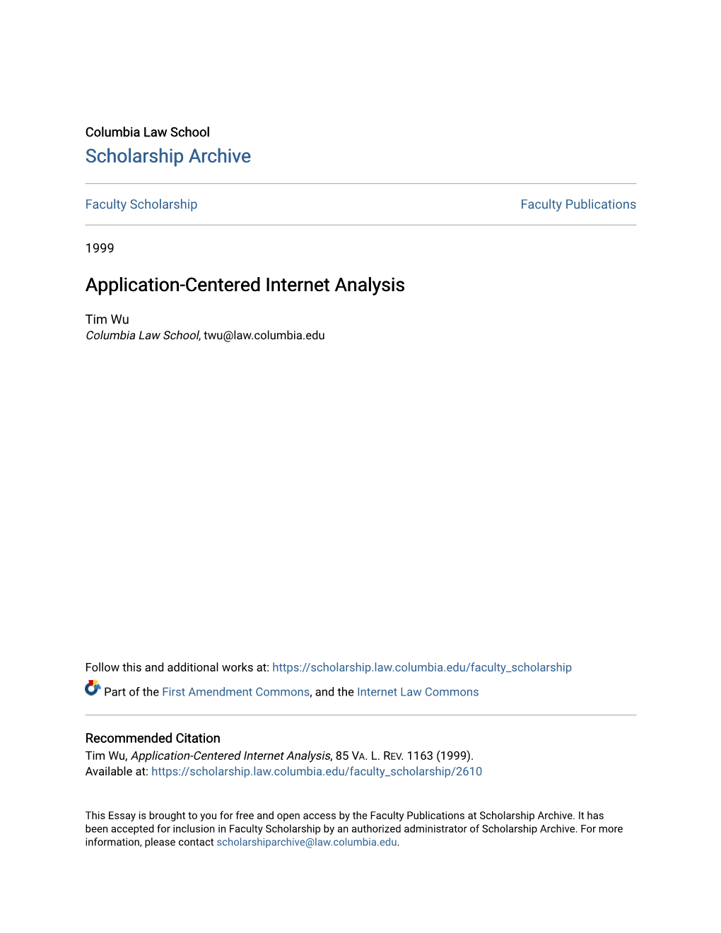 Application-Centered Internet Analysis
