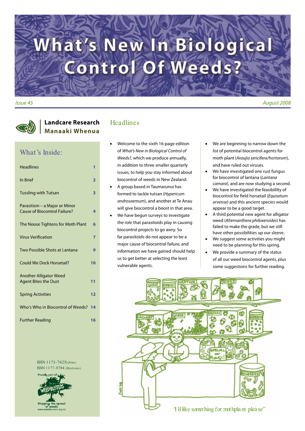 What's New in Biological Control of Weeds