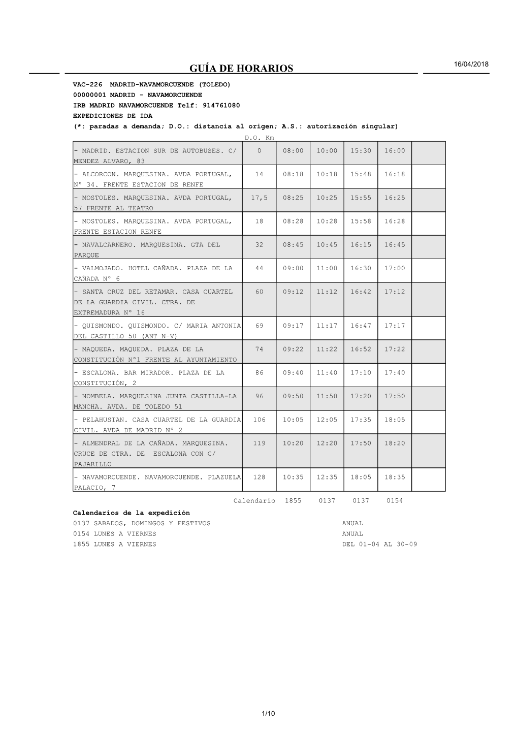 Guía De Horarios