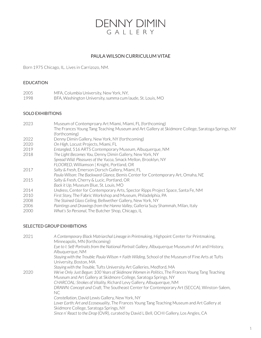 Paula Wilson Curriculum Vitae