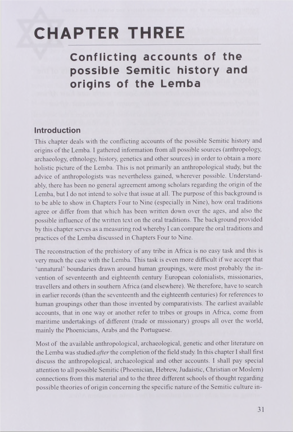 CHAPTER THREE Conflicting Accounts of the Possible Semitic History and Origins of the Lemba