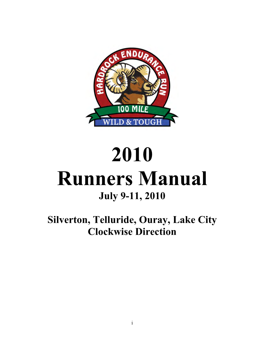 2010 Runners Manual July 9-11, 2010