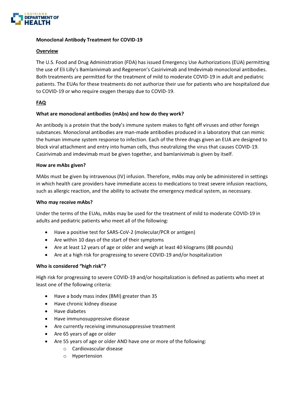 Monoclonal Antibody Treatment for COVID-19