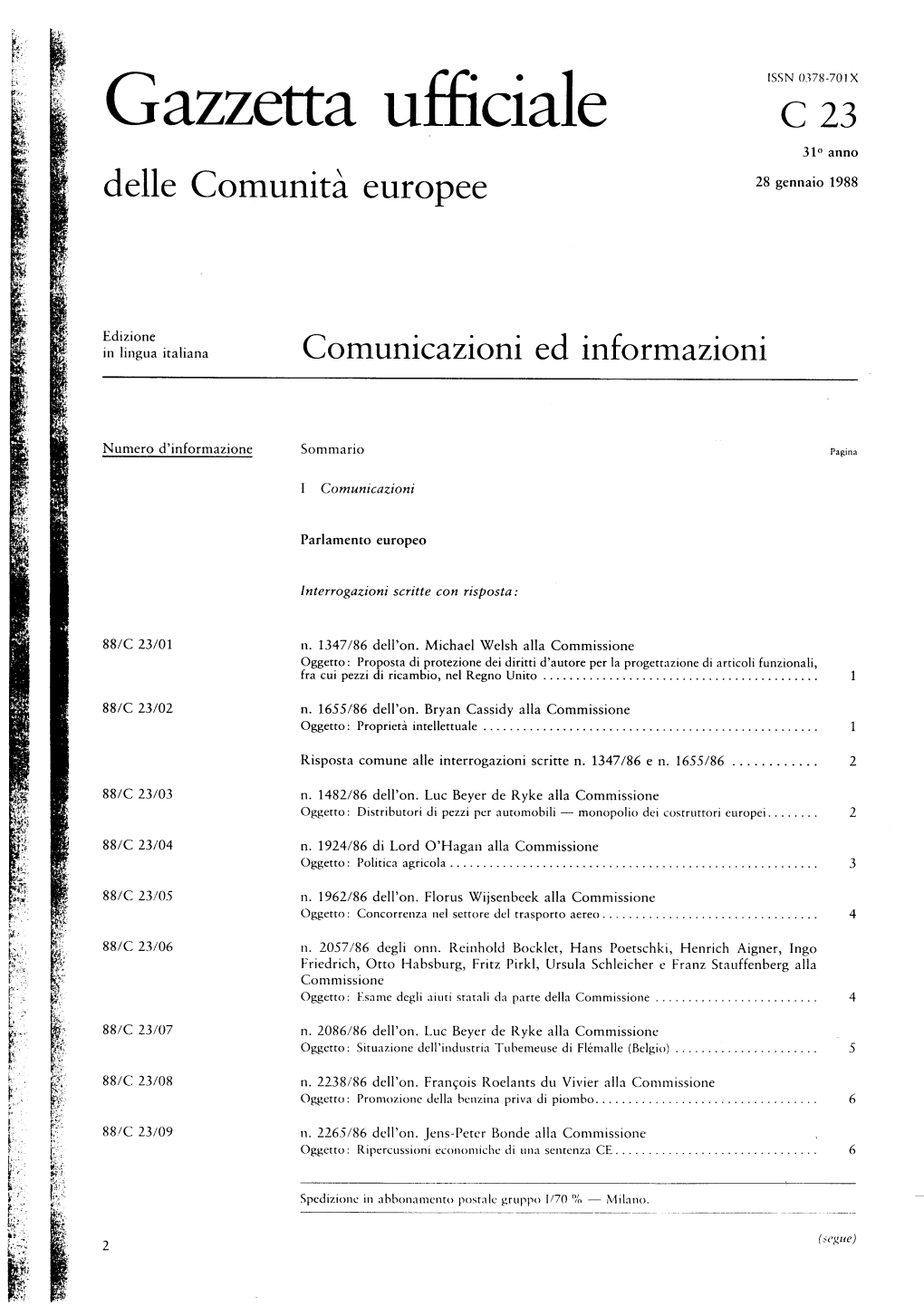 Gazzetta Umciale E 23 31° Anno Delle Comunità Europee 28 Etna*Io Ms