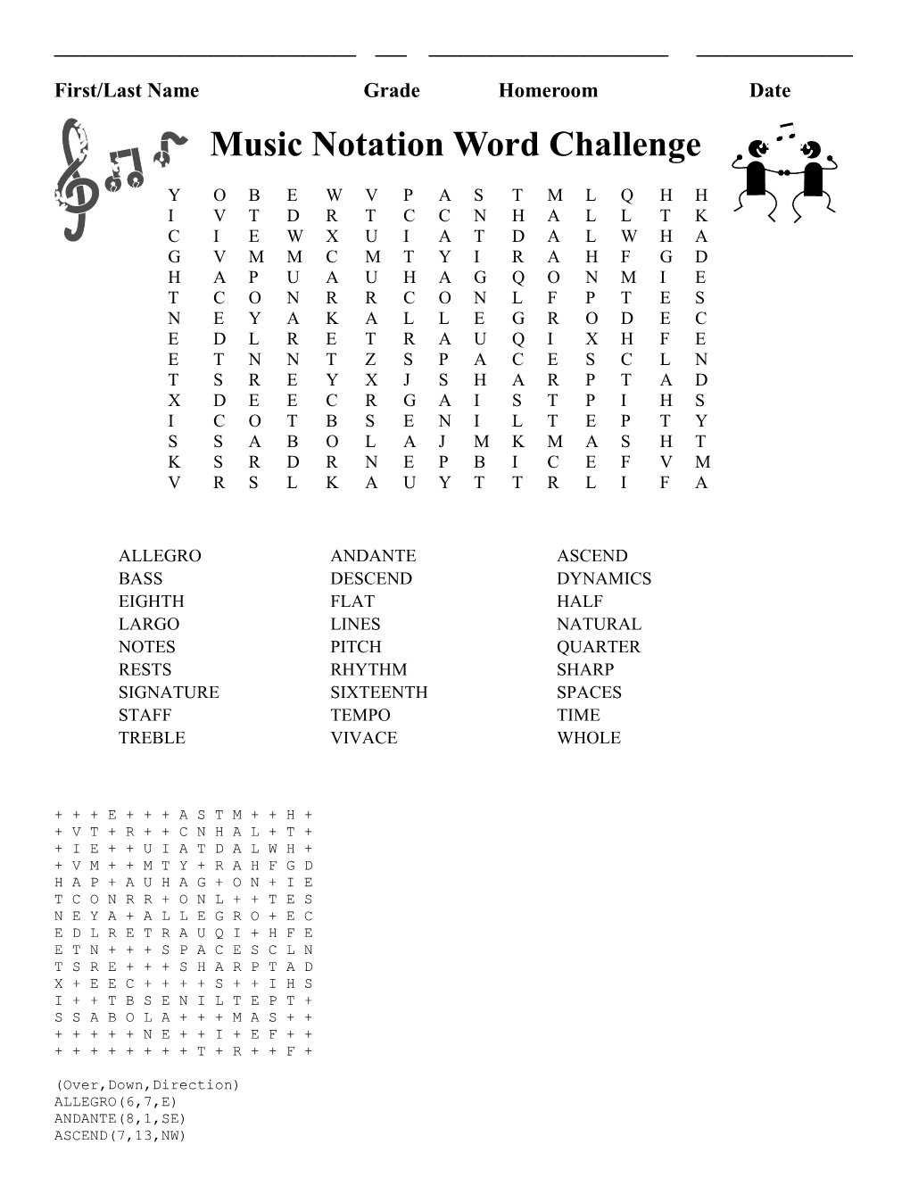 Music Notation Word Challenge