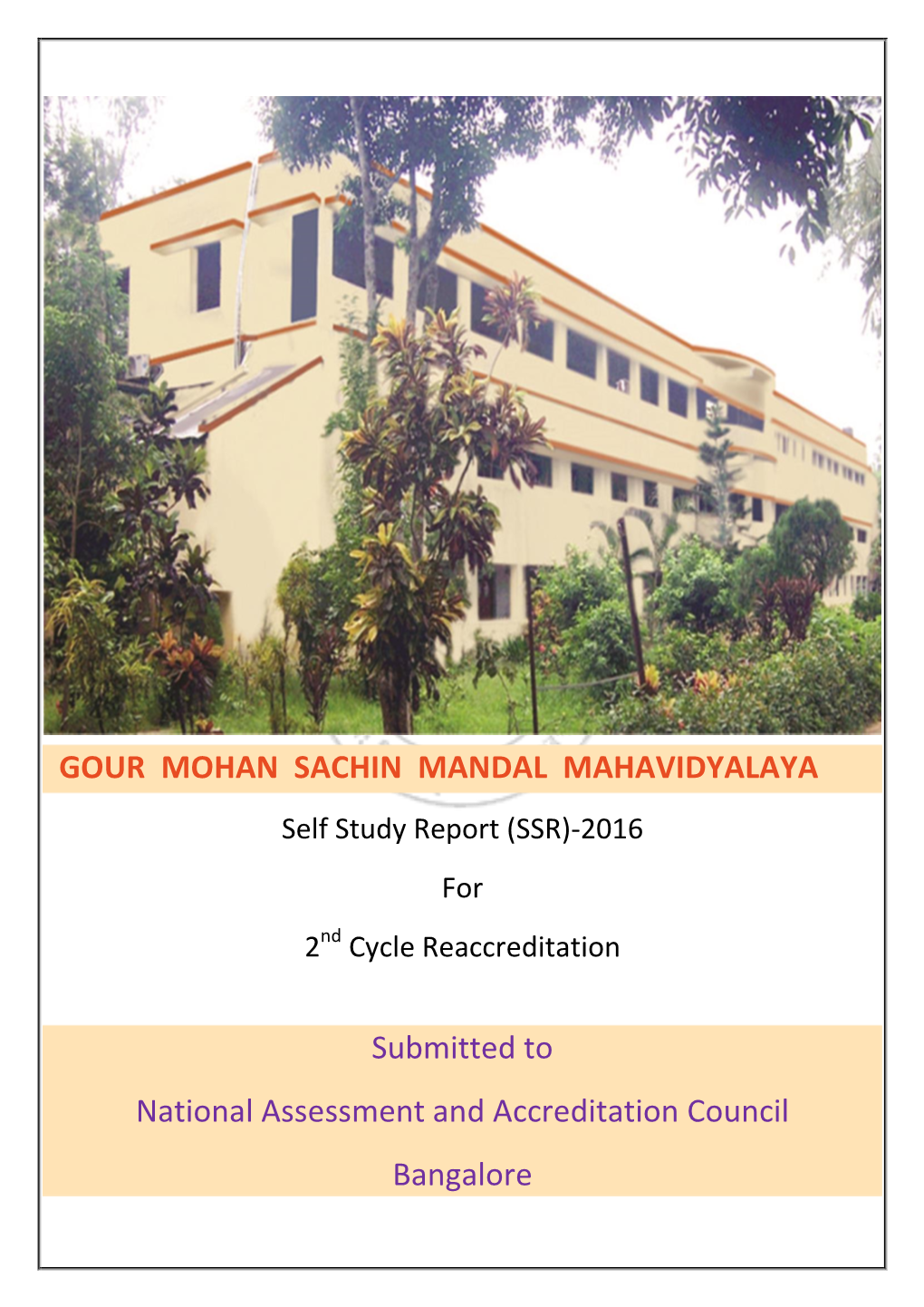 SSR)-2016 for 2Nd Cycle Reaccreditation