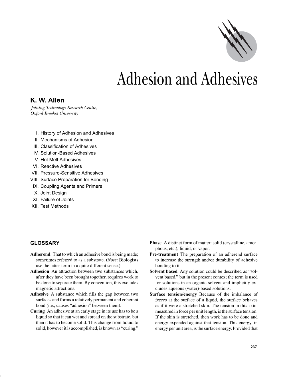 Adhesion and Adhesives