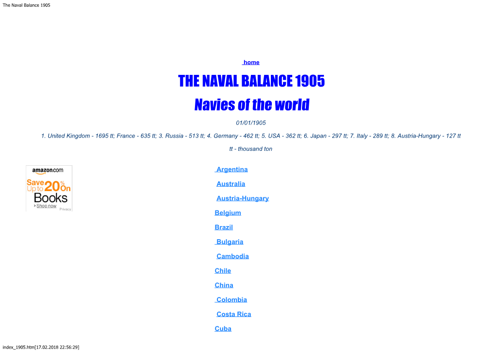 The Naval Balance 1905