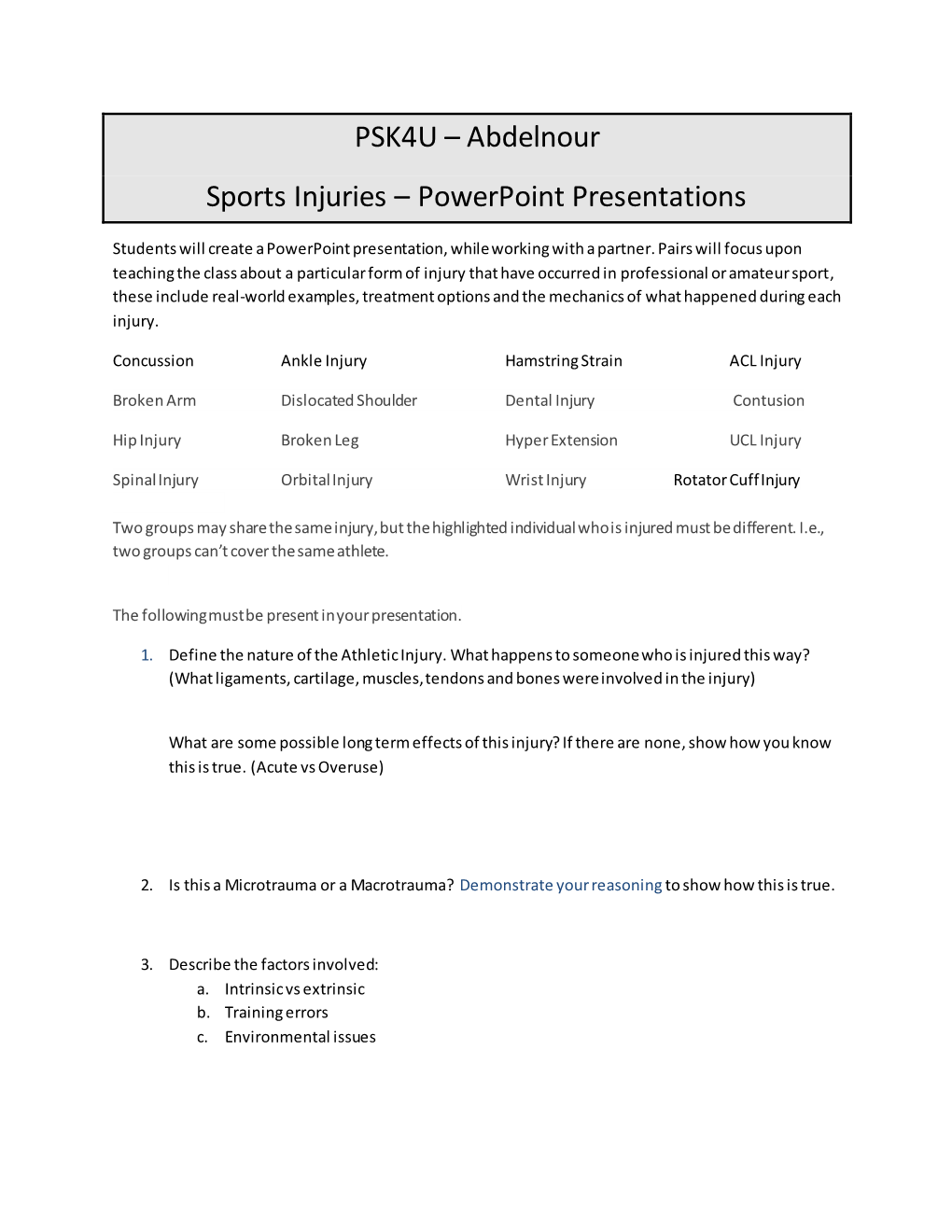 PSK4U – Abdelnour Sports Injuries – Powerpoint Presentations
