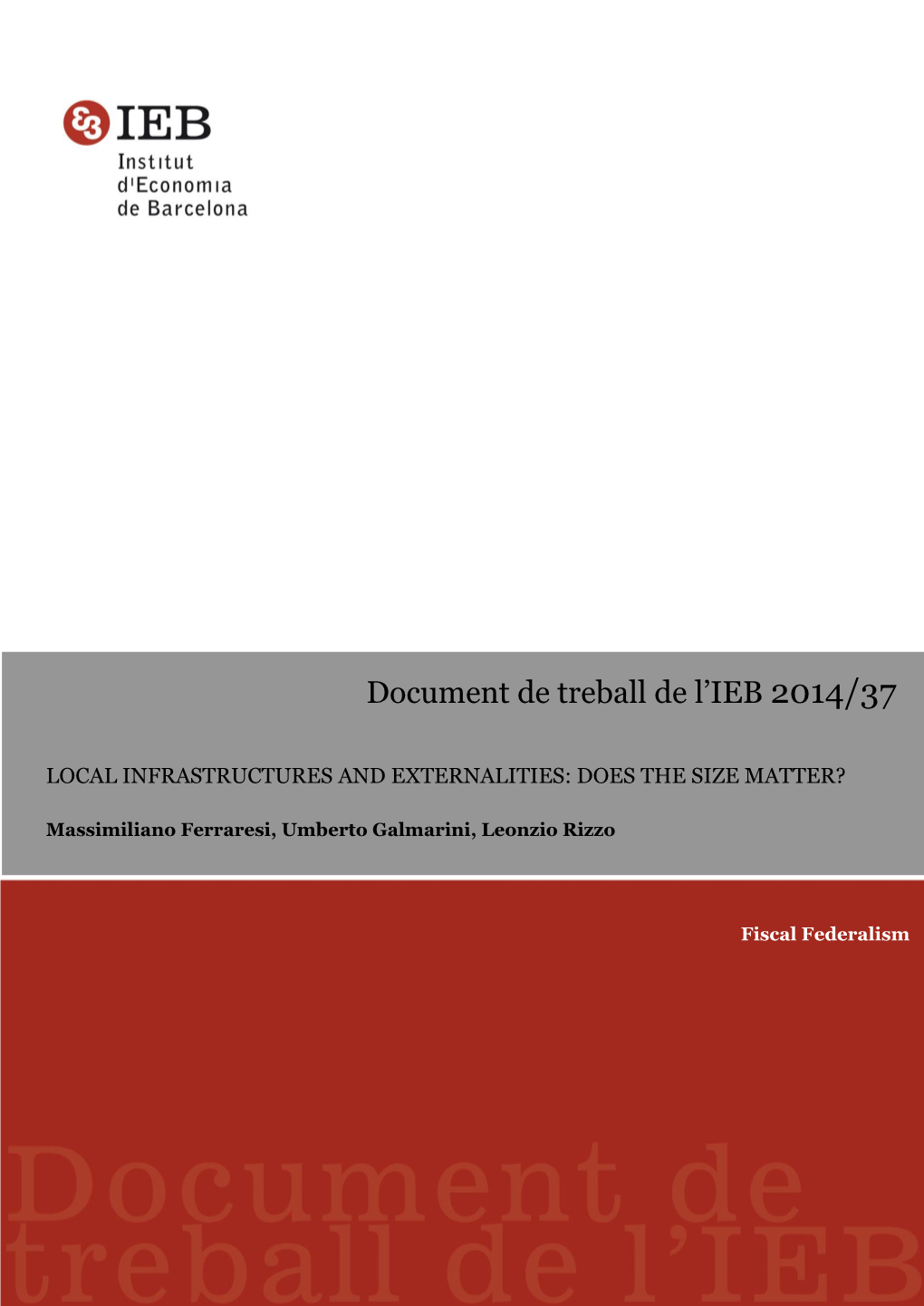 Document De Treball De L'ieb 2014/37