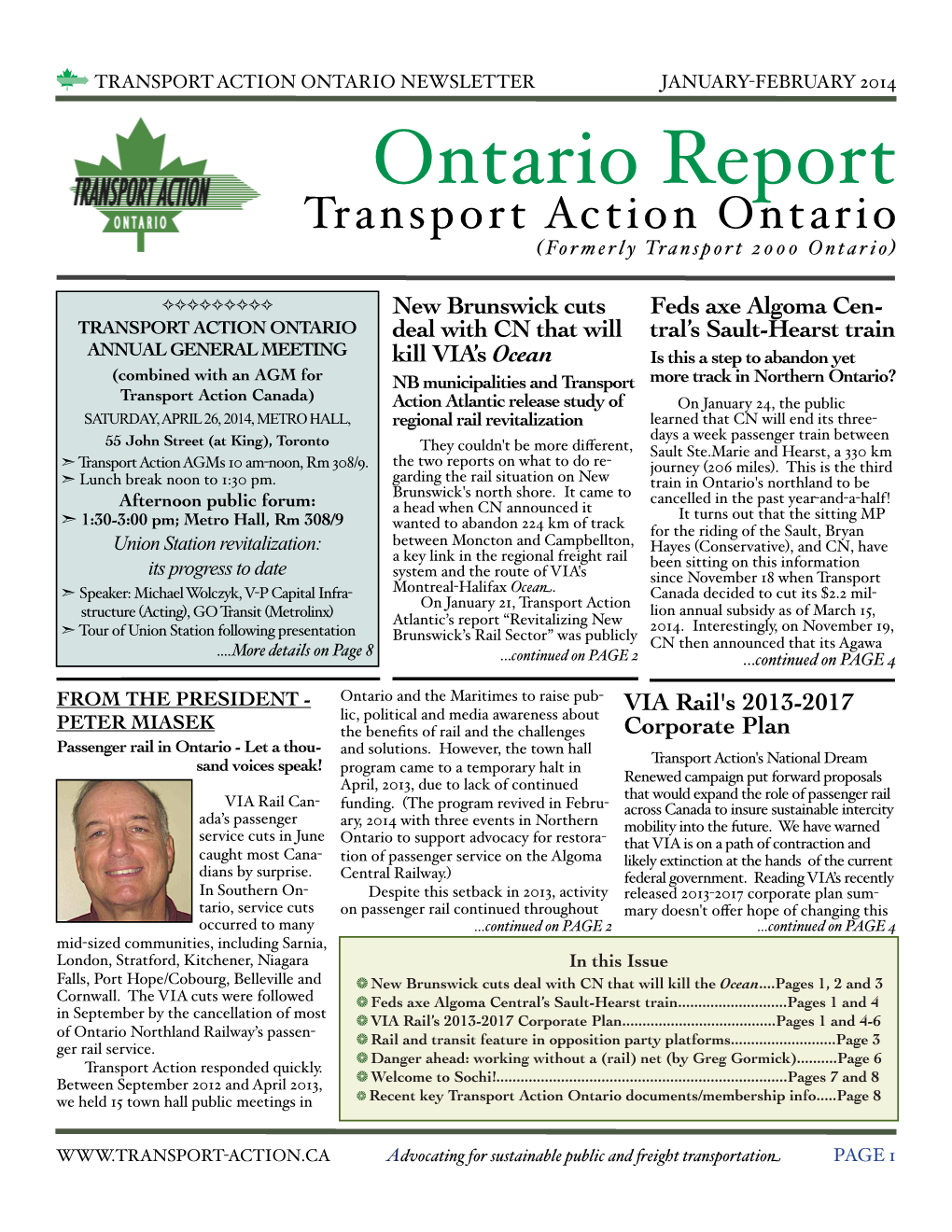 Transport Action Ontario Report 2014Janfeb